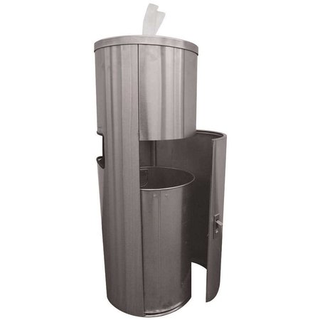 RENOWN 13.25in.W 35.5 n. Dia Stainless Steel Dispenser and Trash Receptacle for Facility and Gym Wipe Rolls REN05168